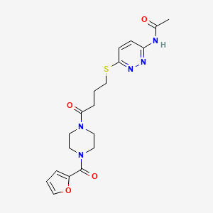 molecular formula C19H23N5O4S B2749118 N-(6-((4-(4-(呋喃-2-甲酰)哌嗪-1-基)-4-氧代丁基)硫)吡啶并[1,2-d:4,3-d']噻嗪-3-基)乙酰胺 CAS No. 1105209-70-8