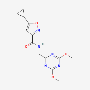 molecular formula C13H15N5O4 B2749121 5-环丙基-N-((4,6-二甲氧-1,3,5-三嗪-2-基)甲基)异噁唑-3-羧酰胺 CAS No. 2034522-05-7