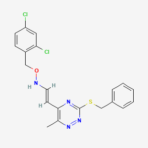 molecular formula C20H18Cl2N4OS B2749127 3-(Benzylsulfanyl)-5-(2-(((2,4-dichlorobenzyl)oxy)amino)vinyl)-6-methyl-1,2,4-triazine CAS No. 1164493-74-6