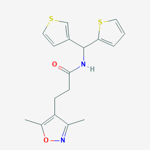 molecular formula C17H18N2O2S2 B2749144 3-(3,5-二甲基异噁唑-4-基)-N-(噻吩-2-基(噻吩-3-基)甲基)丙酰胺 CAS No. 2034612-16-1