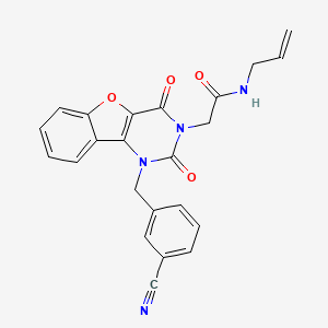 molecular formula C23H18N4O4 B2749145 N-烯丙基-2-(1-(3-氰基苄基)-2,4-二氧代-1,2-二氢苯并呋喃[3,2-d]嘧啶-3(4H)-基)乙酰胺 CAS No. 1251634-48-6