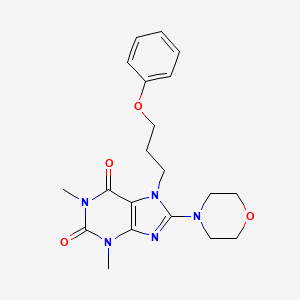 molecular formula C20H25N5O4 B2749149 1,3-dimethyl-8-morpholino-7-(3-phenoxypropyl)-1H-purine-2,6(3H,7H)-dione CAS No. 100000-65-5