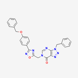 molecular formula C27H21N7O3 B2749164 3-benzyl-6-((3-(4-(benzyloxy)phenyl)-1,2,4-oxadiazol-5-yl)methyl)-3H-[1,2,3]triazolo[4,5-d]pyrimidin-7(6H)-one CAS No. 1207043-83-1