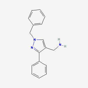 molecular formula C17H17N3 B2749165 (1-benzyl-3-phenyl-1H-pyrazol-4-yl)methanamine CAS No. 956726-82-2