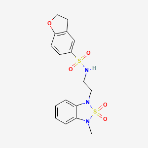 molecular formula C17H19N3O5S2 B2749169 N-(2-(3-甲基-2,2-二氧代苯并[c][1,2,5]噻二唑-1(3H)-基)乙基)-2,3-二氢苯并呋喃-5-磺酰胺 CAS No. 2034542-49-7
