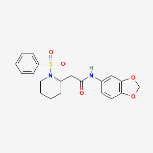 molecular formula C20H22N2O5S B2749185 N-(benzo[d][1,3]dioxol-5-yl)-2-(1-(phenylsulfonyl)piperidin-2-yl)acetamide CAS No. 1021089-82-6