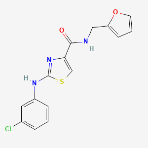 molecular formula C15H12ClN3O2S B2749186 2-((3-氯苯基)氨基)-N-(呋喃-2-基甲基)噻唑-4-甲酰胺 CAS No. 1171977-71-1