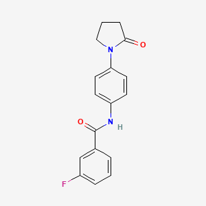 molecular formula C17H15FN2O2 B2749190 3-fluoro-N-[4-(2-oxo-1-pyrrolidinyl)phenyl]benzamide CAS No. 693832-60-9