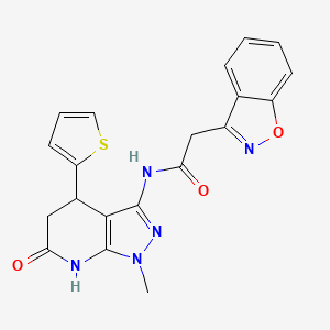 molecular formula C20H17N5O3S B2749201 2-(benzo[d]isoxazol-3-yl)-N-(1-methyl-6-oxo-4-(thiophen-2-yl)-4,5,6,7-tetrahydro-1H-pyrazolo[3,4-b]pyridin-3-yl)acetamide CAS No. 1203286-89-8