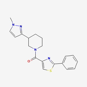 molecular formula C19H20N4OS B2749209 (3-(1-methyl-1H-pyrazol-3-yl)piperidin-1-yl)(2-phenylthiazol-4-yl)methanone CAS No. 2034556-14-2