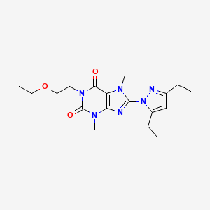 molecular formula C18H26N6O3 B2749211 8-(3,5-diethyl-1H-pyrazol-1-yl)-1-(2-ethoxyethyl)-3,7-dimethyl-1H-purine-2,6(3H,7H)-dione CAS No. 1014030-99-9