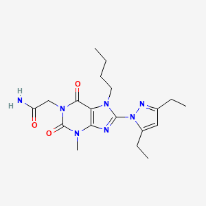 molecular formula C19H27N7O3 B2749214 2-[7-butyl-8-(3,5-diethyl-1H-pyrazol-1-yl)-3-methyl-2,6-dioxo-2,3,6,7-tetrahydro-1H-purin-1-yl]acetamide CAS No. 1014029-99-2