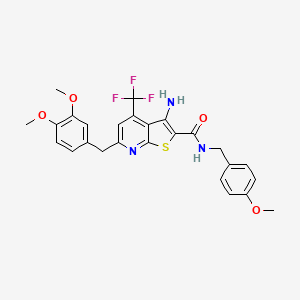 3-amino-6-(3,4-dimethoxybenzyl)-N-(4-methoxybenzyl)-4-(trifluoromethyl)thieno[2,3-b]pyridine-2-carboxamide