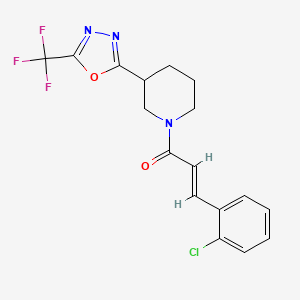 (E)-3-(2-chlorophenyl)-1-(3-(5-(trifluoromethyl)-1,3,4-oxadiazol-2-yl)piperidin-1-yl)prop-2-en-1-one