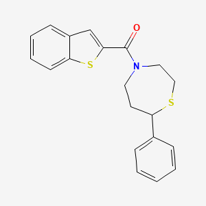 molecular formula C20H19NOS2 B2749226 Benzo[b]thiophen-2-yl(7-phenyl-1,4-thiazepan-4-yl)methanone CAS No. 1796961-54-0