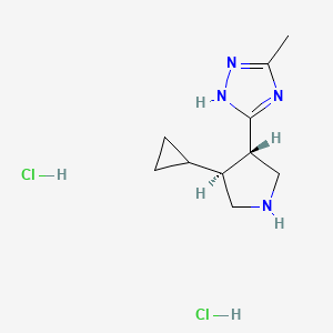 molecular formula C10H18Cl2N4 B2749235 3-[(3S,4S)-4-Cyclopropylpyrrolidin-3-yl]-5-methyl-1H-1,2,4-triazole;dihydrochloride CAS No. 2137539-17-2