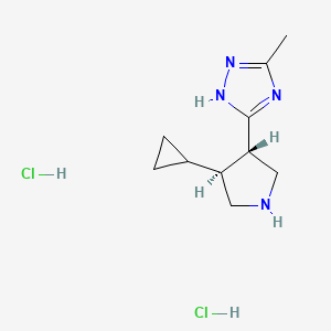 molecular formula C10H18Cl2N4 B2749235 3-[(3S,4S)-4-环丙基吡咯啉-3-基]-5-甲基-1H-1,2,4-三唑;二盐酸盐 CAS No. 2137539-17-2