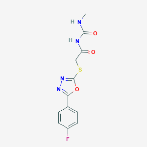 molecular formula C12H11FN4O3S B274924 2-[[5-(4-fluorophenyl)-1,3,4-oxadiazol-2-yl]sulfanyl]-N-(methylcarbamoyl)acetamide 