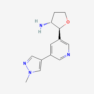 molecular formula C13H16N4O B2749271 (2S,3R)-2-[5-(1-甲基吡唑-4-基)吡啶-3-基]氧杂戊糖-3-胺 CAS No. 2241142-52-7