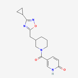 molecular formula C17H20N4O3 B2749278 5-{3-[(3-环丙基-1,2,4-噁二唑-5-基)甲基]哌啶-1-甲酰}-1,2-二氢吡啶-2-酮 CAS No. 1705466-13-2