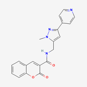 N-[(2-Methyl-5-pyridin-4-ylpyrazol-3-yl)methyl]-2-oxochromene-3-carboxamide