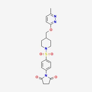 B2749288 1-[4-[4-[(6-Methylpyridazin-3-yl)oxymethyl]piperidin-1-yl]sulfonylphenyl]pyrrolidine-2,5-dione CAS No. 2379976-66-4