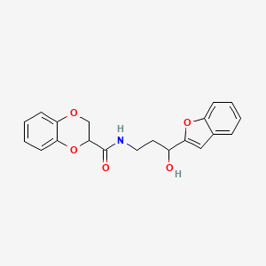 molecular formula C20H19NO5 B2749294 N-(3-(benzofuran-2-yl)-3-hydroxypropyl)-2,3-dihydrobenzo[b][1,4]dioxine-2-carboxamide CAS No. 1448066-31-6