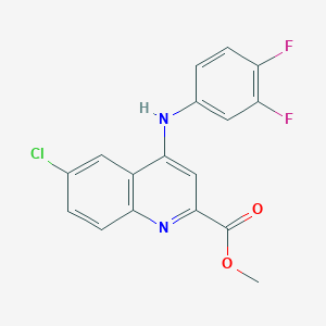 molecular formula C17H11ClF2N2O2 B2749306 2-(4-chlorophenyl)-N-[4-(4-phenyl-1,3-oxazol-2-yl)phenyl]acetamide CAS No. 1207005-66-0