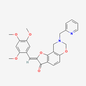 molecular formula C26H24N2O6 B2749308 (Z)-8-(pyridin-2-ylmethyl)-2-(2,4,5-trimethoxybenzylidene)-8,9-dihydro-2H-benzofuro[7,6-e][1,3]oxazin-3(7H)-one CAS No. 929816-99-9