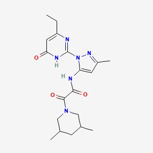 2-(3,5-dimethylpiperidin-1-yl)-N-(1-(4-ethyl-6-oxo-1,6-dihydropyrimidin-2-yl)-3-methyl-1H-pyrazol-5-yl)-2-oxoacetamide