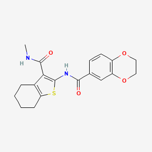 molecular formula C19H20N2O4S B2749327 N-[3-(methylcarbamoyl)-4,5,6,7-tetrahydro-1-benzothiophen-2-yl]-2,3-dihydro-1,4-benzodioxine-6-carboxamide CAS No. 868965-36-0