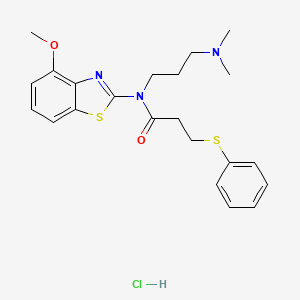 molecular formula C22H28ClN3O2S2 B2749328 N-(3-(二甲胺基)丙基)-N-(4-甲氧基苯并[d]噻唑-2-基)-3-(苯基硫基)丙酰胺盐酸盐 CAS No. 1216656-42-6