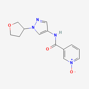 molecular formula C13H14N4O3 B2749332 3-((1-(tetrahydrofuran-3-yl)-1H-pyrazol-4-yl)carbamoyl)pyridine 1-oxide CAS No. 1797895-17-0