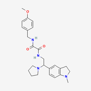 molecular formula C25H32N4O3 B2749338 N1-(4-methoxybenzyl)-N2-(2-(1-methylindolin-5-yl)-2-(pyrrolidin-1-yl)ethyl)oxalamide CAS No. 921923-69-5