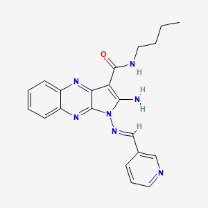 (E)-2-amino-N-butyl-1-((pyridin-3-ylmethylene)amino)-1H-pyrrolo[2,3-b]quinoxaline-3-carboxamide