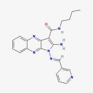 molecular formula C21H21N7O B2749339 (E)-2-氨基-N-丁基-1-((吡啶-3-基甲亚基)氨基)-1H-吡咯并[2,3-b]喹啉-3-羧酰胺 CAS No. 836630-09-2