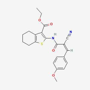 molecular formula C22H22N2O4S B2749342 (Z)-ethyl 2-(2-cyano-3-(4-methoxyphenyl)acrylamido)-4,5,6,7-tetrahydrobenzo[b]thiophene-3-carboxylate CAS No. 325742-02-7