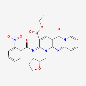 molecular formula C26H23N5O7 B2749362 (Z)-ethyl 2-((2-nitrobenzoyl)imino)-5-oxo-1-((tetrahydrofuran-2-yl)methyl)-2,5-dihydro-1H-dipyrido[1,2-a:2',3'-d]pyrimidine-3-carboxylate CAS No. 534580-56-8