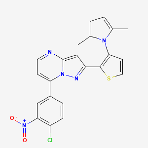 molecular formula C22H16ClN5O2S B2749373 7-(4-chloro-3-nitrophenyl)-2-[3-(2,5-dimethyl-1H-pyrrol-1-yl)-2-thienyl]pyrazolo[1,5-a]pyrimidine CAS No. 439120-62-4