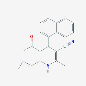 molecular formula C23H22N2O B2749374 2,7,7-Trimethyl-4-(1-naphthyl)-5-oxo-1,4,5,6,7,8-hexahydro-3-quinolinecarbonitrile CAS No. 453583-97-6