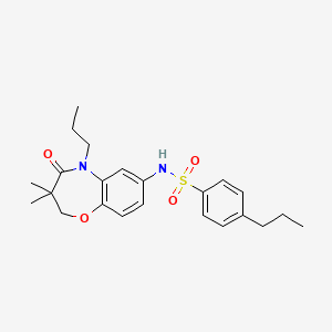 molecular formula C23H30N2O4S B2749378 N-(3,3-二甲基-4-氧代-5-丙基-2,3,4,5-四氢苯并[b][1,4]噁氮杂环庚烷-7-基)-4-丙基苯甲磺酰胺 CAS No. 922104-91-4