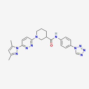 molecular formula C22H24N10O B2749380 N-(4-(1H-tetrazol-1-yl)phenyl)-1-(6-(3,5-dimethyl-1H-pyrazol-1-yl)pyridazin-3-yl)piperidine-3-carboxamide CAS No. 1334372-40-5