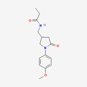 molecular formula C15H20N2O3 B2749387 N-((1-(4-methoxyphenyl)-5-oxopyrrolidin-3-yl)methyl)propionamide CAS No. 954651-82-2
