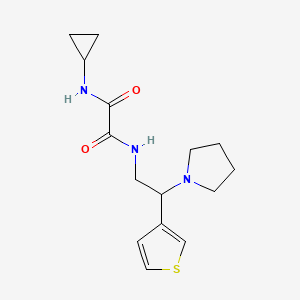 molecular formula C15H21N3O2S B2749396 N1-环丙基-N2-(2-(吡咯啉-1-基)-2-(噻吩-3-基)乙基)草酰胺 CAS No. 946355-70-0