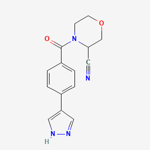 molecular formula C15H14N4O2 B2749426 4-[4-(1H-Pyrazol-4-yl)benzoyl]morpholine-3-carbonitrile CAS No. 2305527-31-3