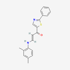molecular formula C20H18N2OS B2749428 (E)-3-(2,4-dimethylanilino)-1-(2-phenyl-1,3-thiazol-5-yl)prop-2-en-1-one CAS No. 338414-52-1