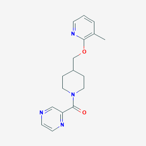 molecular formula C17H20N4O2 B2749429 2-(4-{[(3-Methylpyridin-2-yl)oxy]methyl}piperidine-1-carbonyl)pyrazine CAS No. 2198508-27-7
