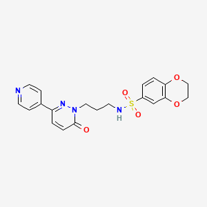 molecular formula C20H20N4O5S B2749446 N-(3-(6-oxo-3-(pyridin-4-yl)pyridazin-1(6H)-yl)propyl)-2,3-dihydrobenzo[b][1,4]dioxine-6-sulfonamide CAS No. 1021027-74-6
