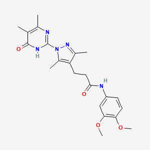 molecular formula C22H27N5O4 B2749447 N-(3,4-dimethoxyphenyl)-3-(1-(4,5-dimethyl-6-oxo-1,6-dihydropyrimidin-2-yl)-3,5-dimethyl-1H-pyrazol-4-yl)propanamide CAS No. 1172763-47-1