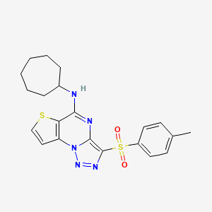 molecular formula C21H23N5O2S2 B2749451 N-cycloheptyl-3-tosylthieno[2,3-e][1,2,3]triazolo[1,5-a]pyrimidin-5-amine CAS No. 892732-23-9